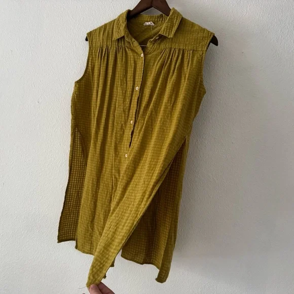 Anthropologie Checkered Tunic Hem Thread Medium Cottagecore Coastal Cowgirl Boho - Picture 5 of 14